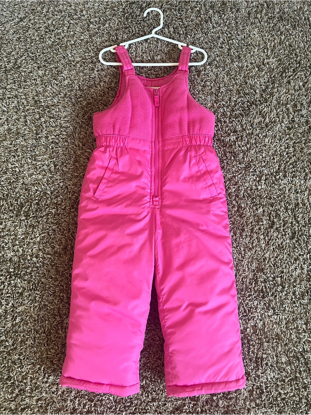Girls' Bright Pink Insulated Snow Bib Pants